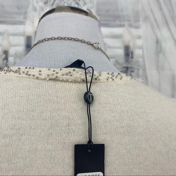 Talbots Small Petite Cardigan Lambswool Rabbit Hair Beige Snap Buttons Beads NEW - Picture 7 of 12